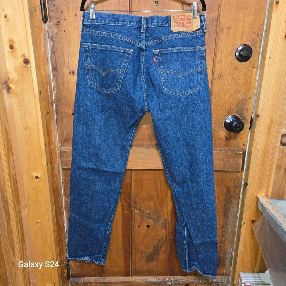 Levis 501 Original Fit Mens Blue Straight Leg Button Fly Jns. W33 L32 00501-0194 - Picture 3 of 4